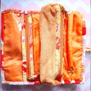 ❤️Travel makeup/accessory bag Orange Terrycloth washable lightweight